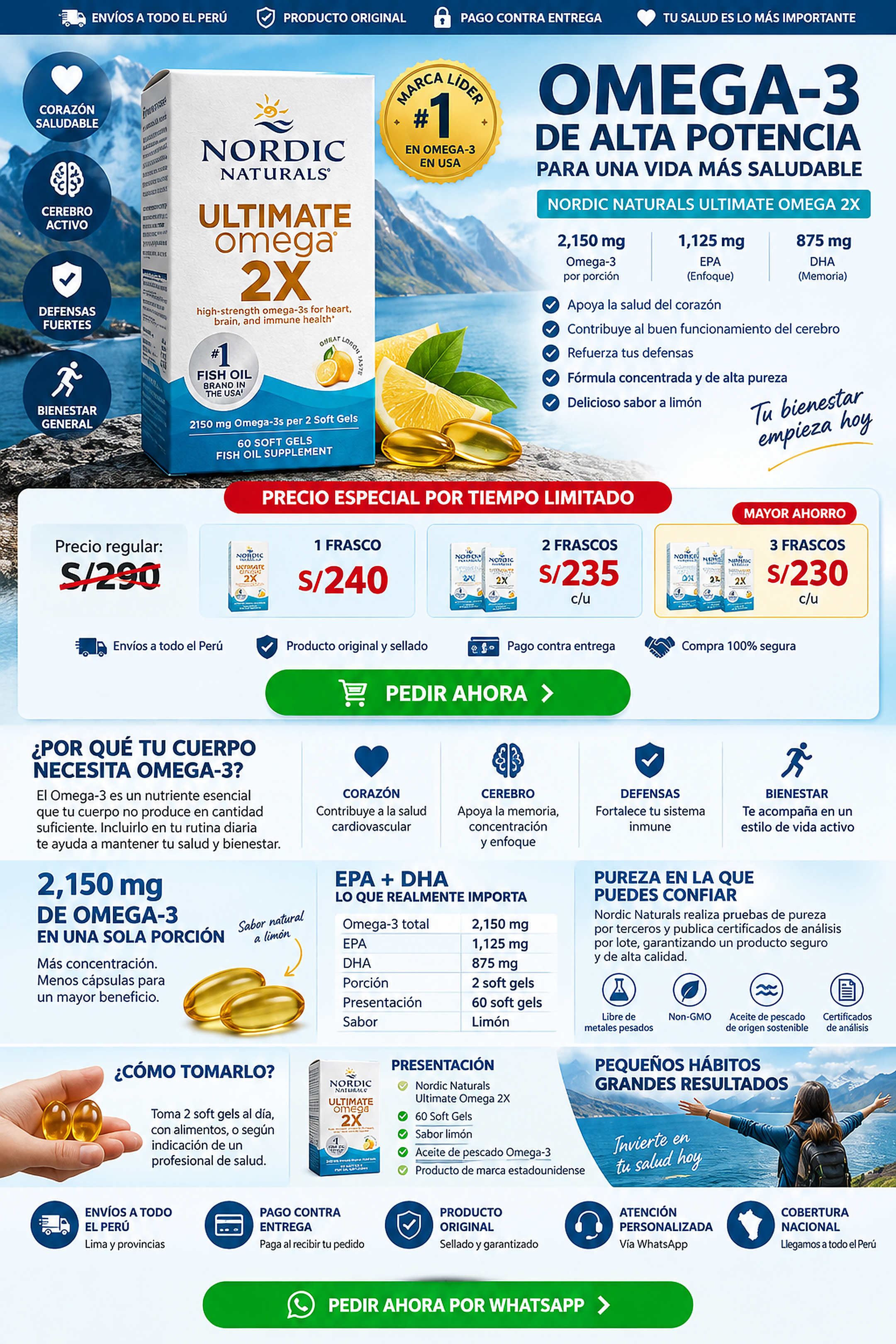 Nordic Naturals Ultimate Omega 2X. Promoción y pedidos por WhatsApp en todo el Perú.